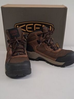 KEEN Women's Skokie Hiker Mid Waterproof Carbon Toe Work Boot, Bison